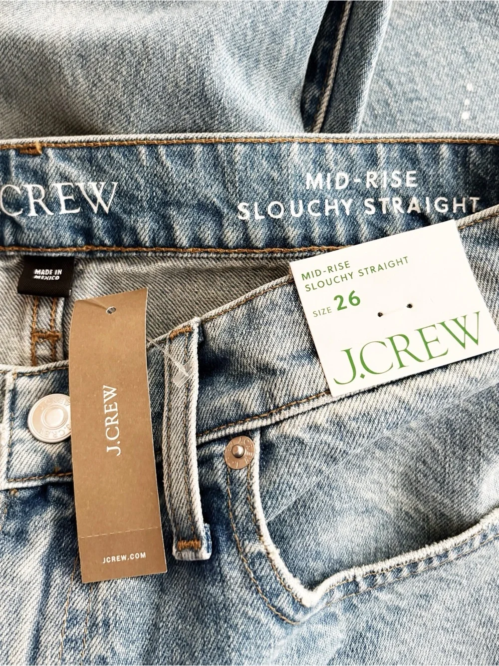 J. Crew Slouchy-straight Jeans with Paint Splatter in Ice Blue Wash Size 26